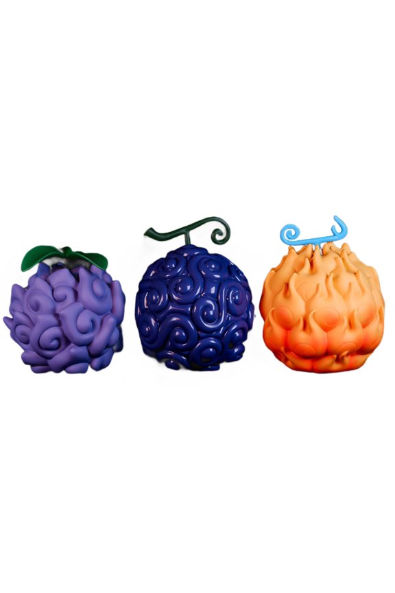 The devil's fruit (Blue&Purple&Orange) PVC Action Anime Figure Collectible Model Doll Ornament Statue Birthday Gift (3PCS)