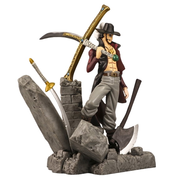 Njube Top battle Dracule Mihawk Figure Anime Doll with Accessories Anime Character Model PVC Material Decoration Gift 10.23inch
