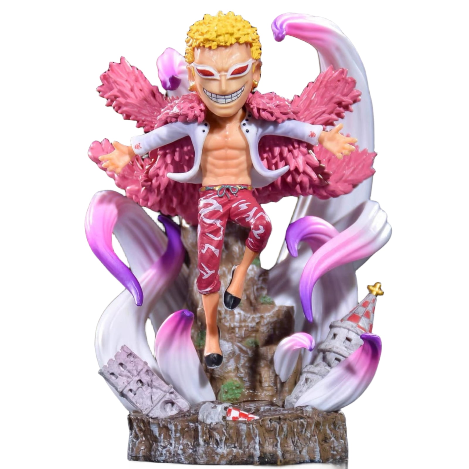 Njube Trumpet Donquixote Doflamingo Figure Anime Doll with Accessories Anime Character Model PVC Material Decoration Gift 5.51inch