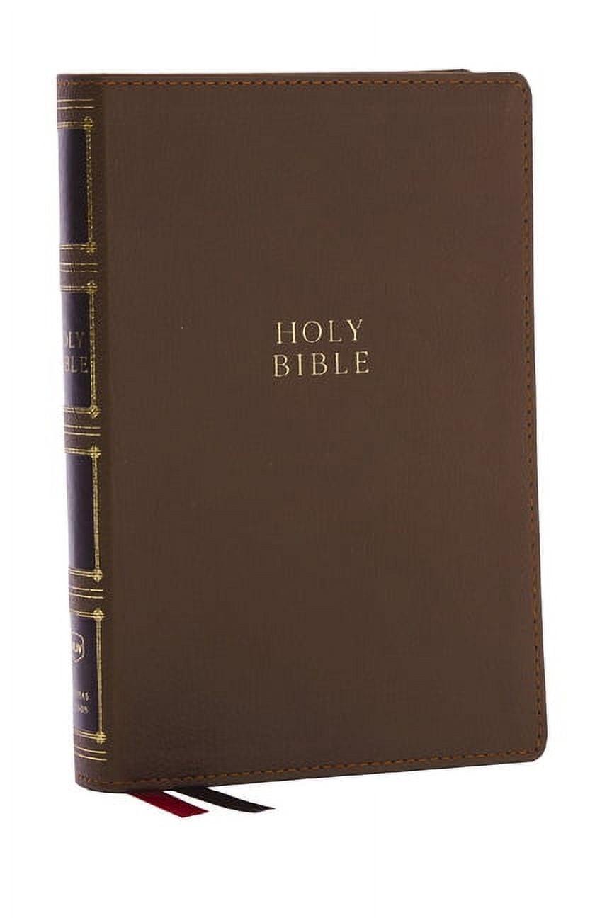 Nkjv, Compact Center-Column Reference Bible, Brown Leathersoft, Red Letter, Comfort Print, (Hardcover)