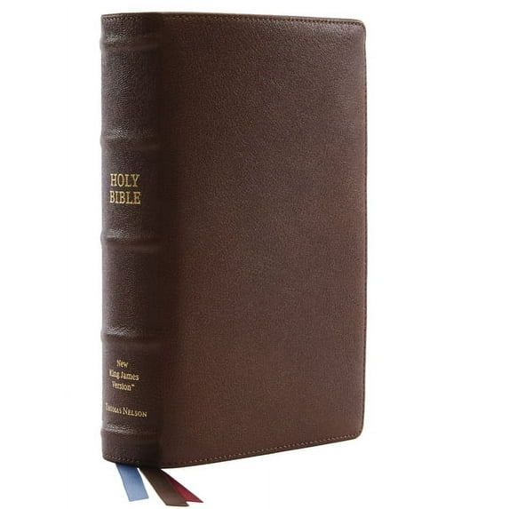 Nkjv, Single-Column Reference Bible, Premium Goatskin Leather, Brown, Premier Collection, Comfort Print, (Hardcover)