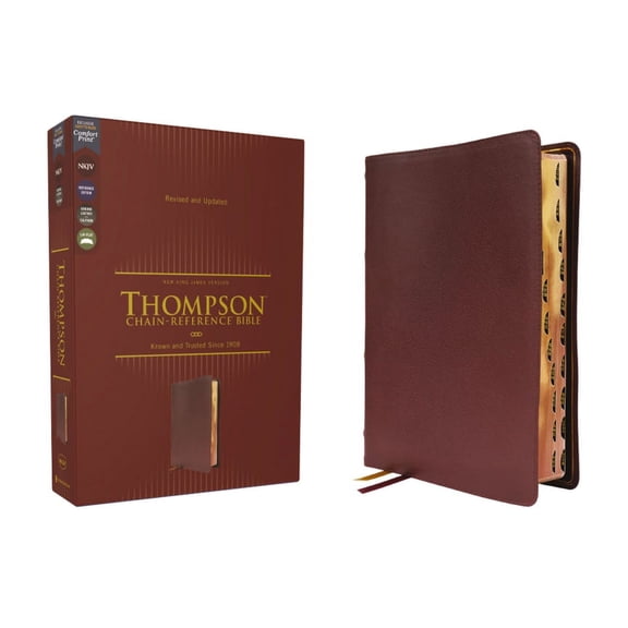 Nkjv, Thompson Chain-Reference Bible, Genuine Leather, Calfskin, Burgundy, Red Letter, Thumb Indexed, Comfort Print, (Hardcover)