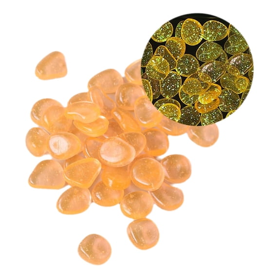 Nkmbld 100Pcs Glow in The Dark Pebbles Stones, Resin Decorative Pebbles Aquarium Rocks for Landscaping Walkway Pathway Backyard Fish Tank Plant