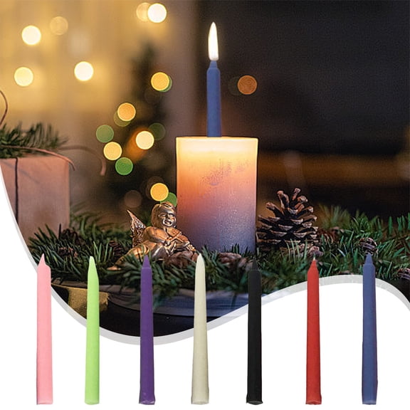 Nkmbld 10PC Taper Candles for Table Centerpieces, Multi Colour Long Pole Wax Emergency General Lighting Candles Wedding Banquet Party Decoration Candles, Purple