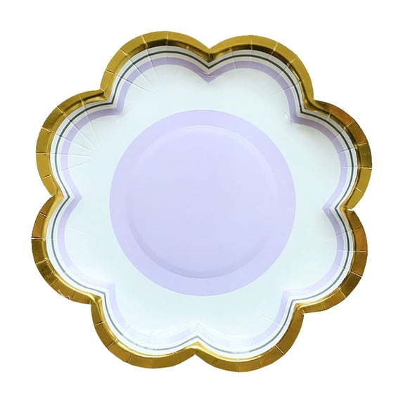 Nkmbld 10Pcs Disposable Tableware Petaly Shaped Cake Plates Picnic Plates Outdoor Disposable Paper Plates Thickened Tableware for Fruits, Snack, Pasta, Cake, Dessert, Purple
