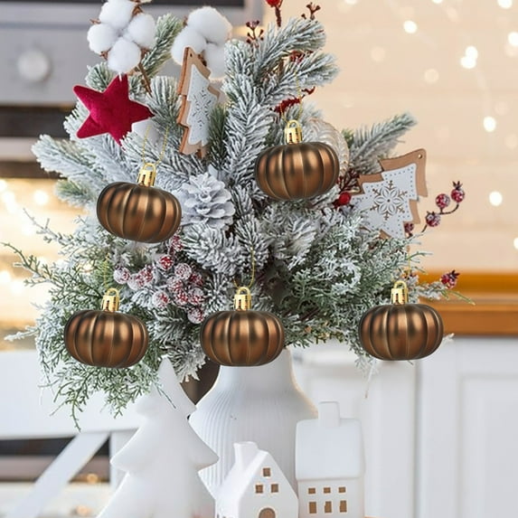 Nkmbld 12Pcs Christmas Balls Ornaments Halloween Ghost Festival Pumpkin Pendant Christmas Ball Decoration Matte Color Ball, Brown