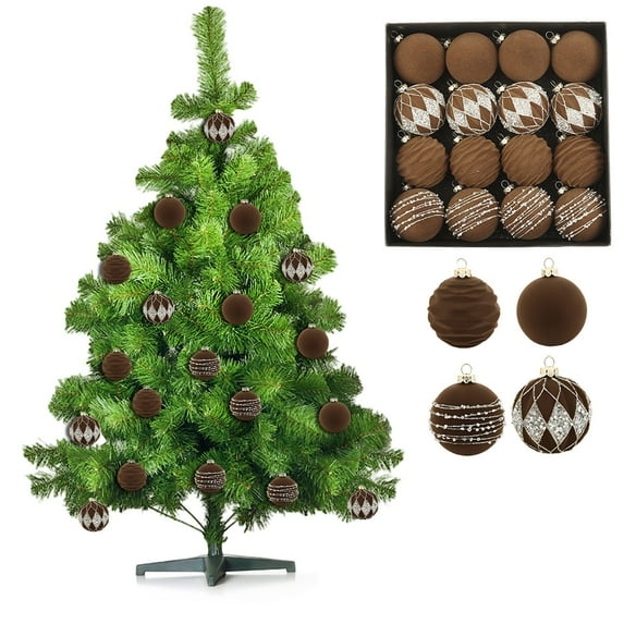 Nkmbld 16Pcs Velvet Christmas Ball Ornaments Set Flocked Christmas Tree Ball Ornaments for Garden, Backyard, Holiday, Wedding, Party Decorations