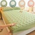 thumbnail image 1 of Nkmbld 180x200cm 70x78 Inches Waterproof Bed Sheet Comfortable Soft Thickened Intercalated Breathable Washed Cotton Mattress Protective Cover, Twin, Mint Green, 1 of 8
