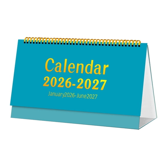 Nkmbld 2026 Desk Calendar 18 Months Desktop Calendar Ornament Standing Flip Calendar for Home, Traval, Office, Holiday, Vacation, Blue
