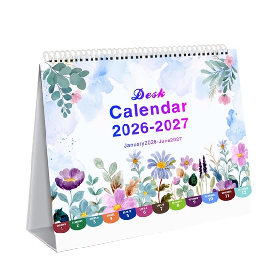 Nkmbld 2026 Desk Calendar 18 Months Desktop Calendar Ornament Standing Flip Calendar for Home, Traval, Office, Holiday, Vacation