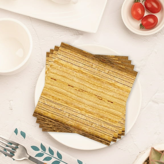 Nkmbld 20Pcs Disposable Table Dinnerware Set, Camping Wood Grain Dinner Plates for Thanksgiving Party Supplies Birthday Decorations Kitchen Table Decorations