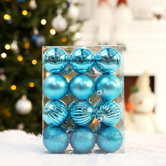 Nkmbld 24Pcs Christmas Ball Ornaments Set Christmas Ball Set Christmas Tree Window Display Shopping Mall Decoration Pendant, Blue