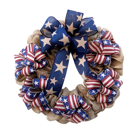 Nkmbld 250th Year Patriotic Wreath Decorations, Independence Day Artificial Wreath Pendant for Veterans Day Memorial Day Flag Day Wall Window Decor