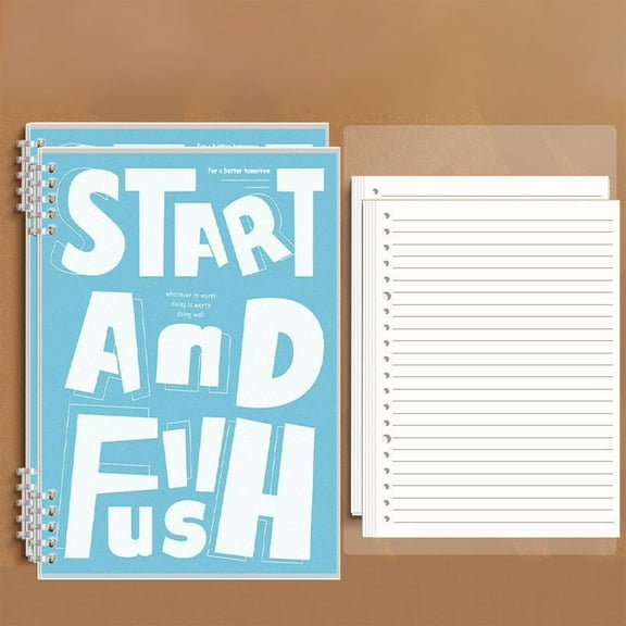 Nkmbld 2Pcs College Ruled Composition Book, Vintage Loose-Leaf Detachable Notebook, Horizontal Lines Notepad for Work, Travel and Notes, Blue