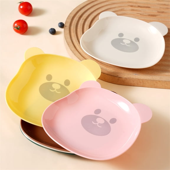 Nkmbld 2Pcs Reusable Lightweight Teddy Bear Appetizer Plates Durable Household Dining Table Spit Bones Plates Suitable for Restaurant Kitchen and Camping, Brown