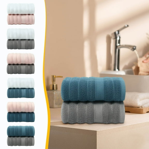 Nkmbld 2pcs Ultra Soft Cotton Bath Towels, Large, Fluffy, Plush, Eco-friendly Hotel Quality Face Towels 14x30 Inchs