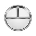 thumbnail image 1 of Nkmbld 304 Stainless Steel Partitioned Dinner Plates for Kitchen Camping, Reusable Lightweight Divided Dish Set Stackable Divider Plates Microwave Safe, Silver, 1 of 8