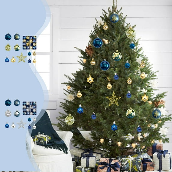 Nkmbld 45Pcs Shatterproof Christmas Ornaments Christmas Decorations Differently Shaped Christmas Balls Set Multiple Styles of Christmas Tree Decorations