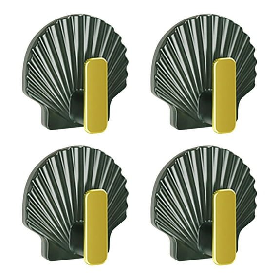 Nkmbld 4PC Adhesive Towel Hooks for Bathrooms, Wall-Mounted Bag Hook Door Back Storage Hanger Seamless Hook for Bathroom Shower Kitchen Keys Door, Green