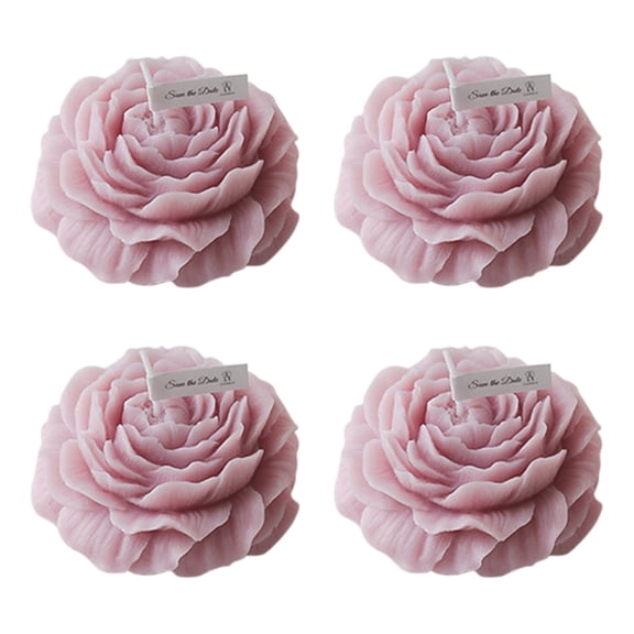 Nkmbld 4PC Scented Candles Gift Set, Low Temperature Candles Pink Rose Flower Shaped Scented Candles for Dinner Birthday Party Wedding Table Centerpieces