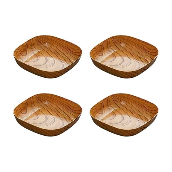 Nkmbld 4Pcs Modern Shape Dinnerware Dishes Set for Kitchen, Wood Grain Cardboard Flat Wood Plank Brown Dessert Plate for Family Dinners Tableware Decorations Sets, Multicolor