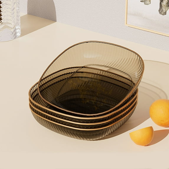 Nkmbld 4Pcs Transparent Lightweight Dessert Plates Durable Household Dining Table Spit Bones Plates Suitable for Restaurant Kitchen and Camping, Gray