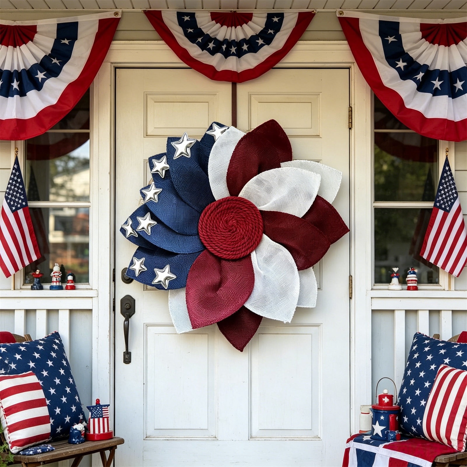 Nkmbld 4th of July Wreath, Patriotic Wreaths for Front Door, Red White ...