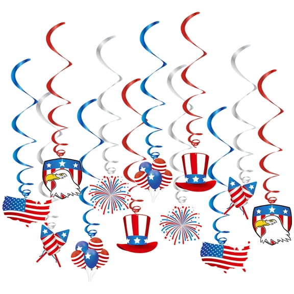 Nkmbld 4th of July Decorations, 12-Piece PVC Helical Garland Independence Day Party Decor