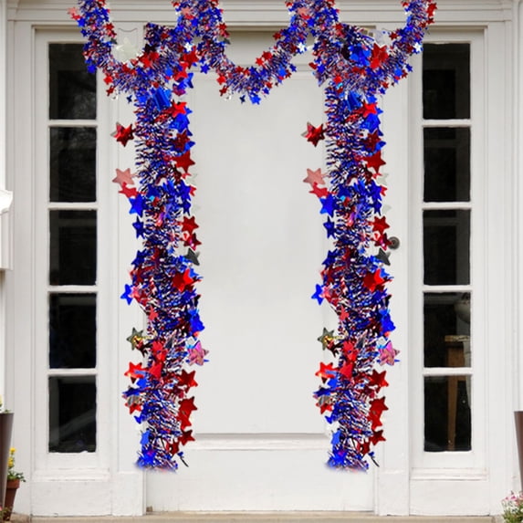 Nkmbld 4th of July Patriotic Decorations Set Glitter Star Streamers Pennant Bunting Banner Red White Blue Garland for Independence Day Party Supplies