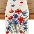 thumbnail image 1 of Nkmbld 4th of July Table Runner Decorations, Linen Patriotic Tablecloth USA Flag Stars Pattern Table Cover Vintage Kitchen Dining Home Party Decor, 1 of 8