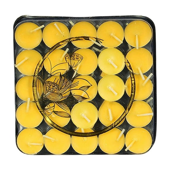 Nkmbld 50PC Tea Light Candles, Long-Lasting Votive Smokeless Tealight Candles for Christmas Dinner Birthday Party Wedding Holiday Decoration, Yellow