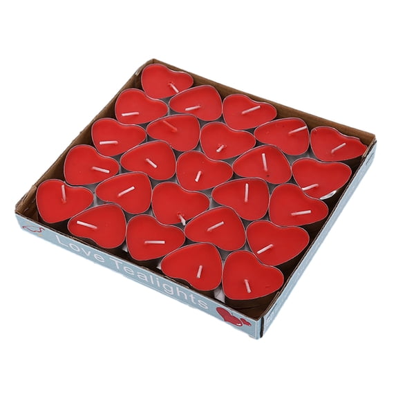 Nkmbld 50PC Unscented Tea Light Candles, Heart Shape Palm Tealight Candles for Wedding, Table Centerpiece, Christmas Lights, Home Dceor, Red