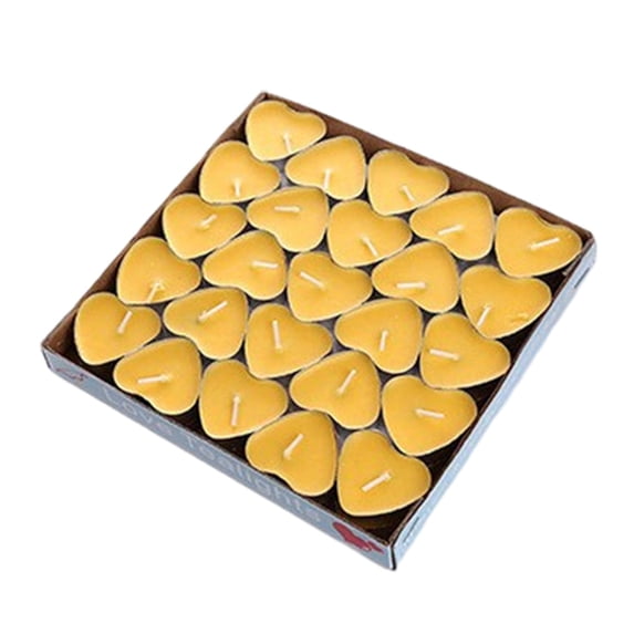 Nkmbld 50PC Unscented Tea Light Candles, Heart Shape Palm Tealight Candles for Wedding, Table Centerpiece, Christmas Lights, Home Dceor, Yellow