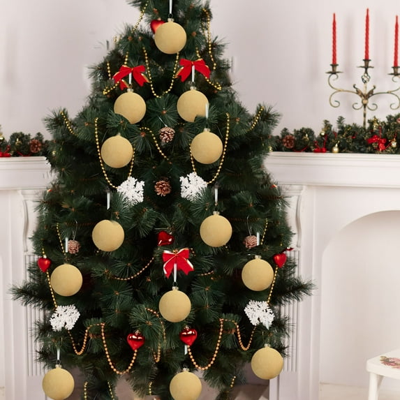 Nkmbld 6Pcs Christmas Ball Ornaments Set Velvet Christmas Balls Flocked Christmas Tree Ornaments Xmas Decorative Hanging Ornaments, Brown