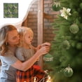thumbnail image 1 of Nkmbld 6Pcs Shatterproof Christmas Ornaments 8CM Flocked Christmas Hanging Balls Glitter Plastic Balls Christmas Tree Ornament, Green, 1 of 8