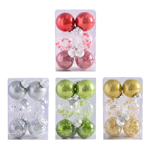 Nkmbld 6Pcs Shatterproof Christmas Ornaments Christmas Tree Window Display Shopping Mall Decoration Pendant for Garden, Backyard, Holiday, Wedding, Silver