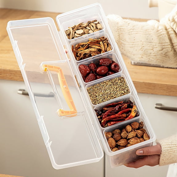 Nkmbld 6Pcs Spice Packaging and Storage Box Kitchen Cabinet Food Grade Plastic Sealed Storage Tank for Keeping Sugar,Salts,Spice,Pepper Powder, Yellow