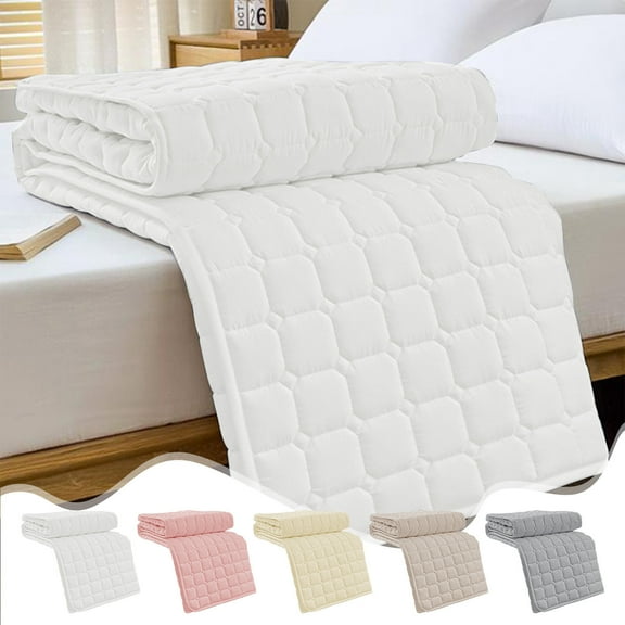 Nkmbld 78.74x 47.24in Thickened Mattress Companion Modern Style Brown Bed Hat, All-Season Bedding Comforter, Queen, White