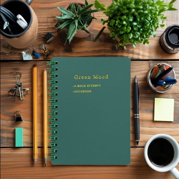 Nkmbld A6 College Ruled Composition Book High Value Thick Note Making Notebook Flip Coil Notebook for Work & Note Taking, Journals for Writing, Green