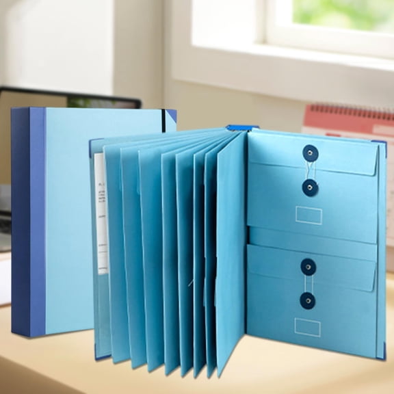 Nkmbld Accordion File Folder, Large Capacity Expanding File Folder with Multi-Pockets Paper Folder for Letter A4 Files Business Teacher Office, Blue