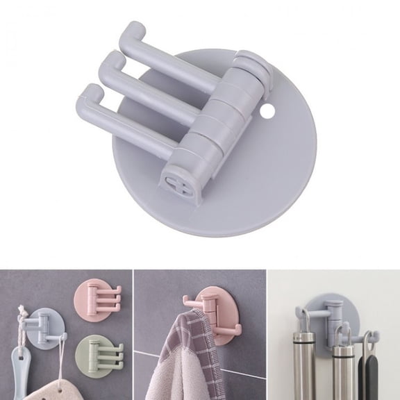 Nkmbld Adhesive Hooks for Hanging, 2KG Adhesive Hook Rotatable Strong Bearing Stick Hook Bathroom Wall Rack Tools for Coats, Bags, Keys, Purse, Clothes, Blue