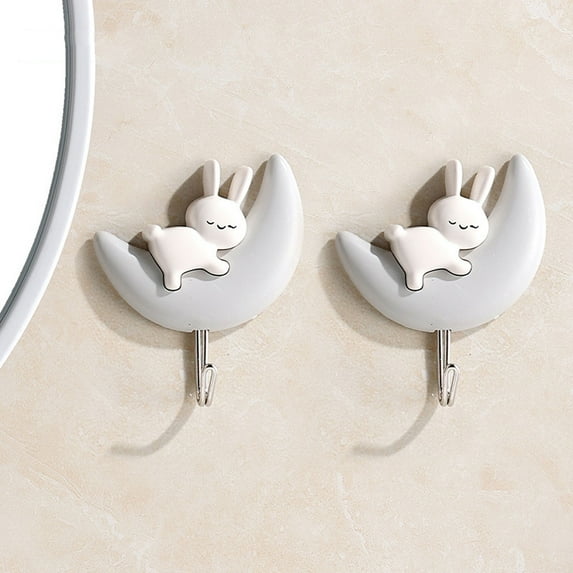 Nkmbld Adhesive Wall Hooks for Hanging, Cute Free Punch No Mark Hook, Self Adhesive Hooks for Bathroom Kitchen Outdoor and Home Improvement, Gray