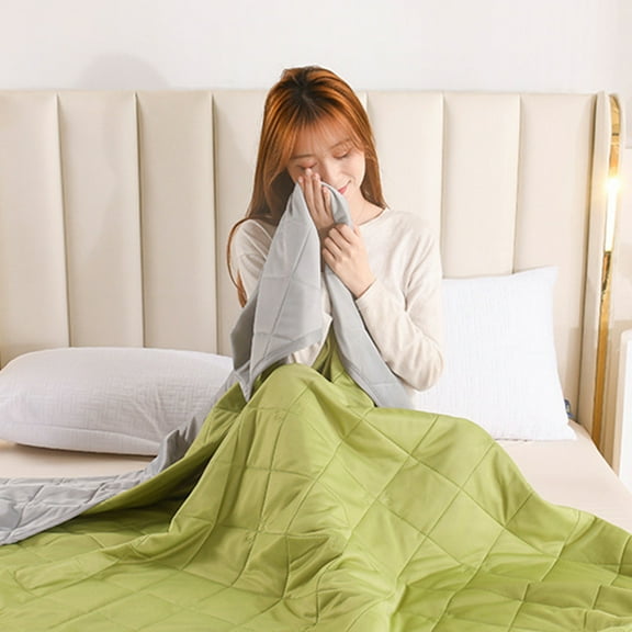 Nkmbld Air Conditioning Quilt Plain Printed Cool Silk Summer Quilt Breathable Lightweight Air Conditioning Comforters