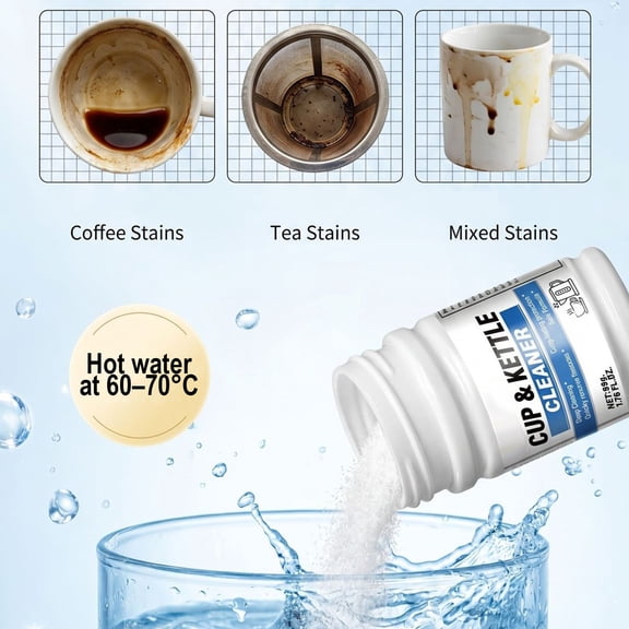 Nkmbld All Purpose Cleaner Tea Cup Cleaner Tea Stains Coffee Stains Tea Cup Utensils Tea Stains Kettle and Thermo Descaling Cleaner