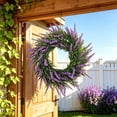 thumbnail image 1 of Nkmbld Artificial Spring Wreaths for Front Door, Artificial Hanging Lavenders Wreath for All Year Round Indoor Outdoor Farmhouse Porch Wall Window Decor, 1 of 8