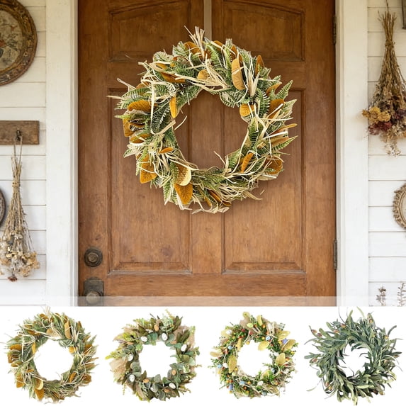 Nkmbld Artificial Spring Wreaths for Front Door, Colorful Flower Wreath Artificial Faux Floral Summer Wreath for Wall Porch Window Home Decorations