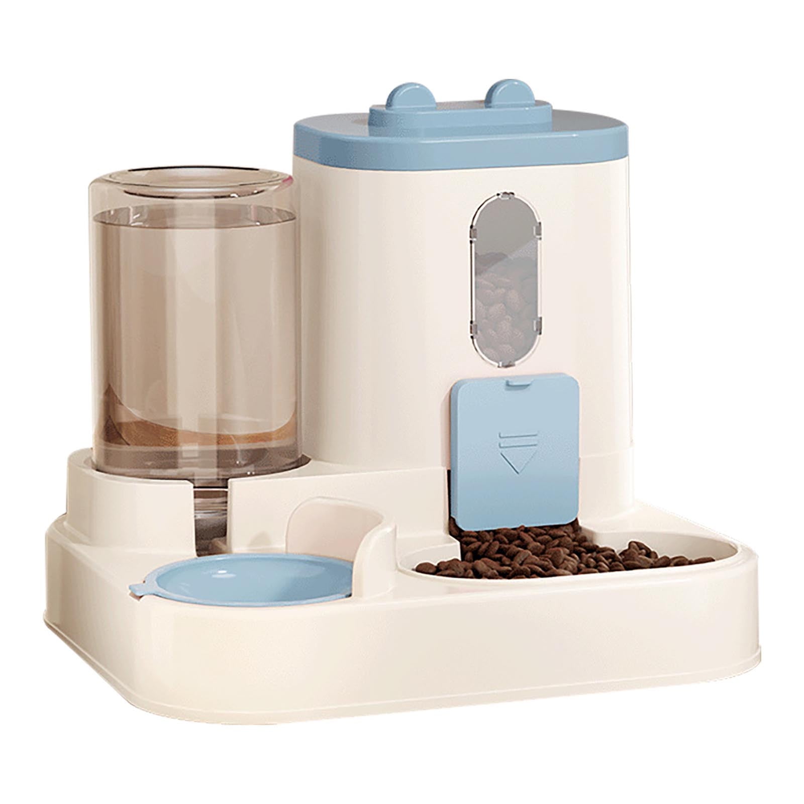 Nkmbld Automatic Dog Feeder and Water Dispenser, 2-in-1 Gravity Pet Water and Food Dispenser, Pet Feeder and Waterer for Small Medium Cats Dogs
