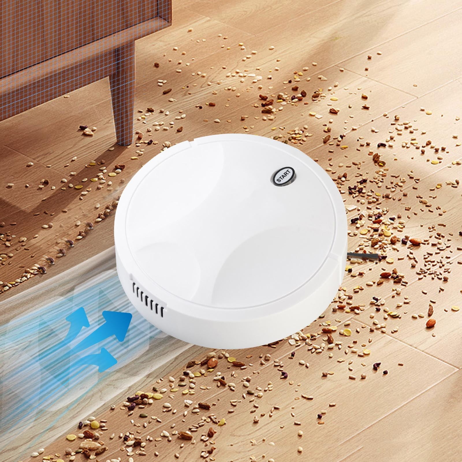 Nkmbld Automatic Sweeping Robot 3 in 1 Intelligent Household Intelligent Robotic Sweeper Wireless Rechargeable Vacuum Sweeping for Pet Hair All Floors Carpets, White
