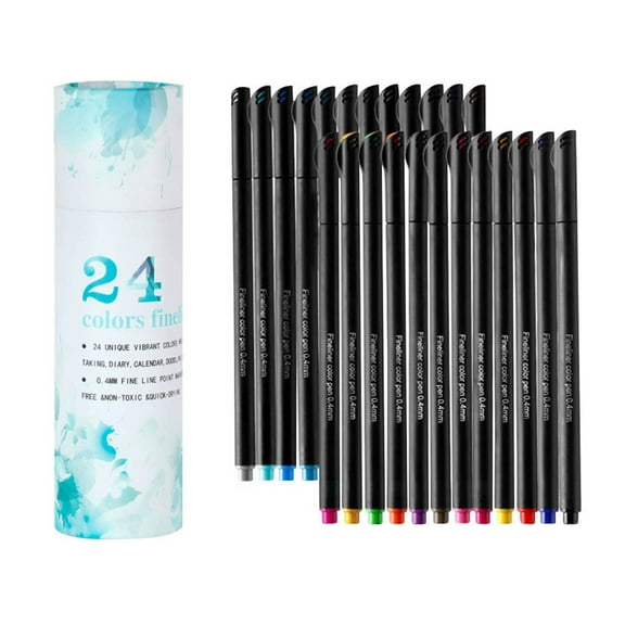 Nkmbld Ballpoint Pens New 24 Color Water-Based Thread Drawing Pen Set Needle Pen Manual Account 20ml