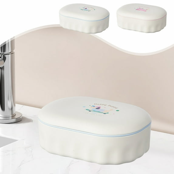 Nkmbld Bar Soap Holder with Lid, Quality Soap Tray Shatterproof Soap Container for Camping, Gym, Bathroom,Kitchen,Dormitory,Hotel, Blue